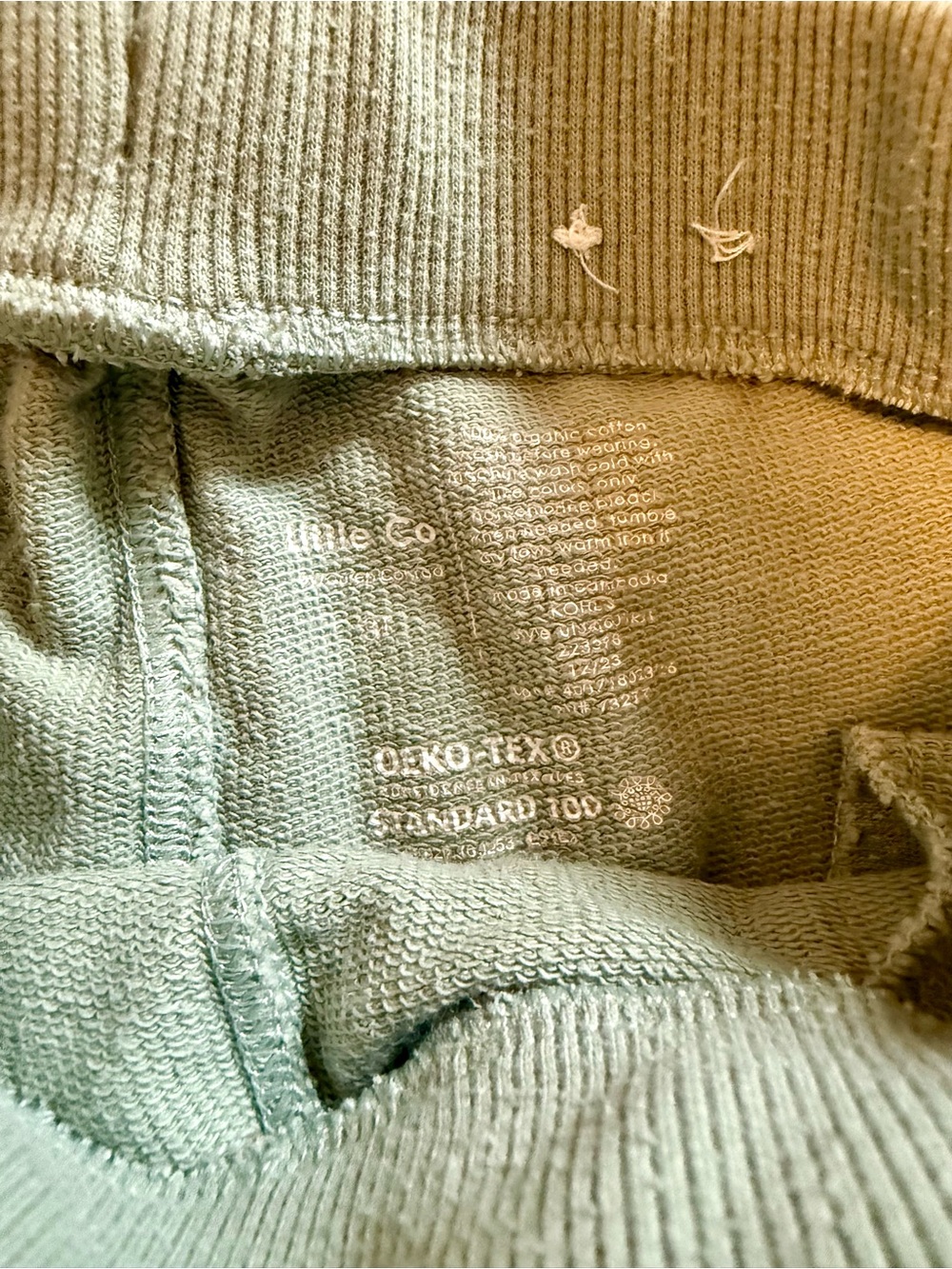 Toddler Boy Organic Cotton Drawstring Shorts - Blue & Light Olive - Picture 4 of 4